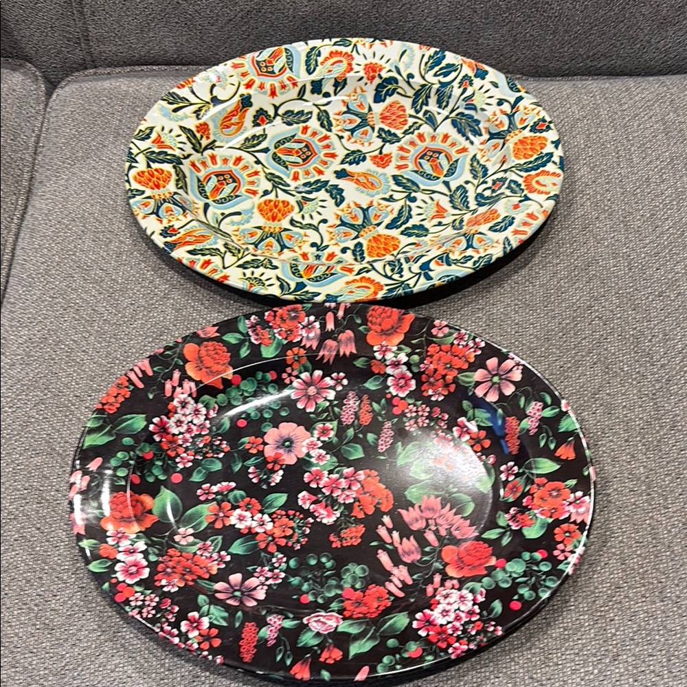 Nevco floral patterned enamel platter